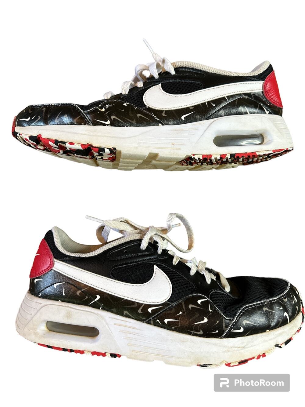Mens Nike 'Swooshfetti' 2021 Black White University Red Air Max Sneakers Size 8